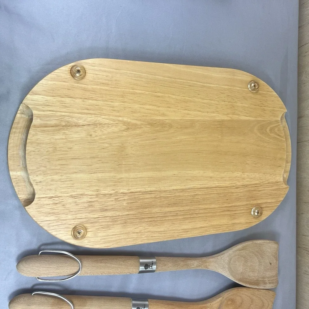 Wood Charcuterie Serving Board with 2 Wooden Cooking Utensils Kitchen Set